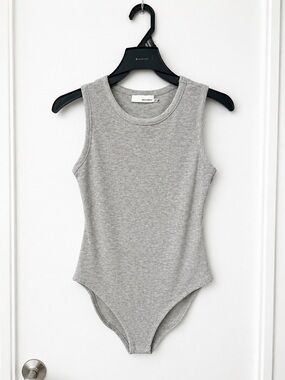 Heatherly Ribbed Gray Sleeveless Bodysuit